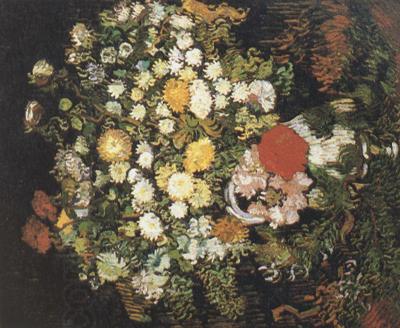 Vincent Van Gogh Chrysanthemums and Wild Flowers in a Vase (nn04) China oil painting art